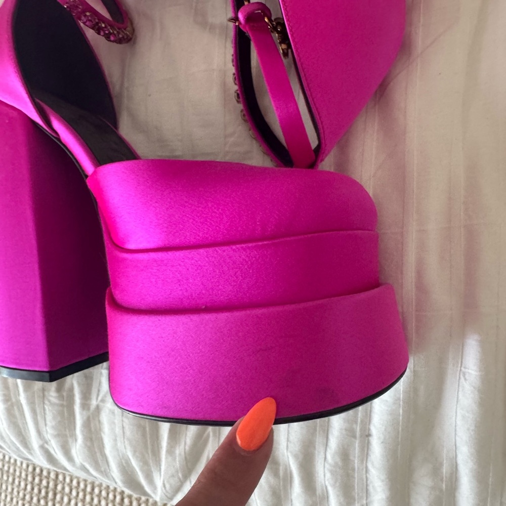 Versace Hot Pink Platform Block Heel Sandals - Picture 3 of 6
